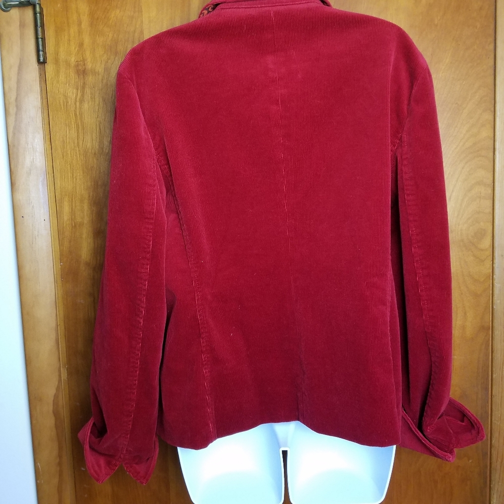 Talbots Red Corduroy Lined Button Up Blazer - image 8